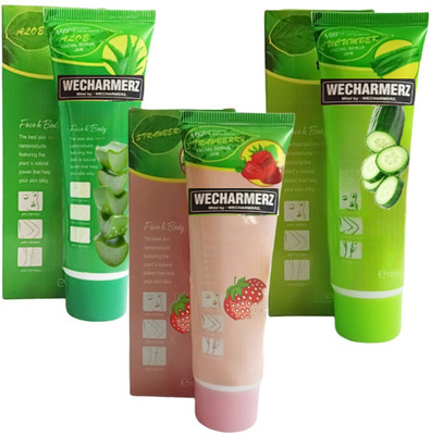 WECHARMERZ Strawberry,Aloevera And Cucumber Daily Cleansing Scrub Gel Face & Body Scrub(300 ml)