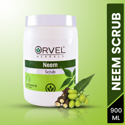 orvel HERBALS PURIFYING NEEM FACE SCRUB | NEEM EXTRACT & WALNUT SHELL POWDER Scrub(900 ml)