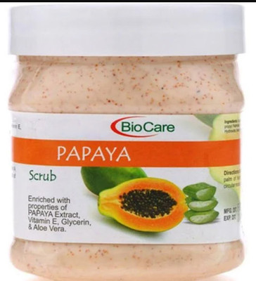 BIOCARE papaya scrub enriched with Vitamin E, Glycerin & Aloe vera  Scrub(500 ml)
