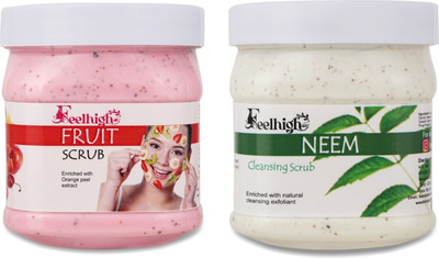 feelhigh Face And Body Fruit Scrub 500ml Deep cleansing And Neem Face Scrub 500ml Scrub(1000 ml)