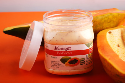 feelhigh Papaya scrub with Papaya extract, Vitamin E, Glycerin & aloe-vera Scrub(500 ml)