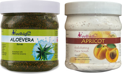 feelhigh Aloevera Scrub & Apricot scrub enriched with apricot and peach extract Scrub(1000 ml)