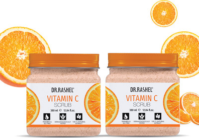 DR.RASHEL Vitamin C Scrub with Natural Orange Peel Extracts | Tan Removal (Pack of 2) Scrub(760 ml)