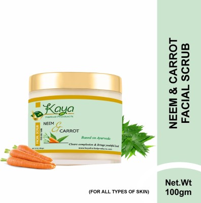 Kaya Herbal Product Neem & Carrot Facial Scrub For Glow, Softness & Dullness Of The Skin - Oily Skin Scrub(100 g)