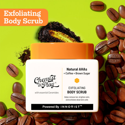 Chemist at Play Exfoliating Coffee Body Scrub for Tan Removal, Soft-Smooth Skin with natural AHA Scrub(75 g)