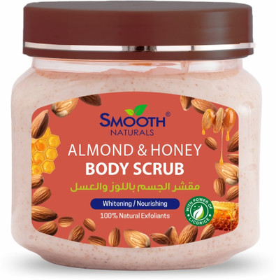 SMOOTH NATURALS Almond & Honey Body Scrub| Enriched with Almond & Honey Extracts | Scrub(300 ml)