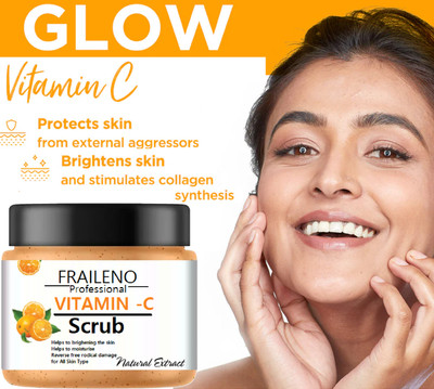 FRAILENO Vitamin C Face Scrub Tan Removal Repair Damage Scrub(100 g)