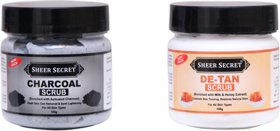 Sheer Secret Charcoal Scrub 100gm and Detan Scrub 100gm Scrub(200 g)
