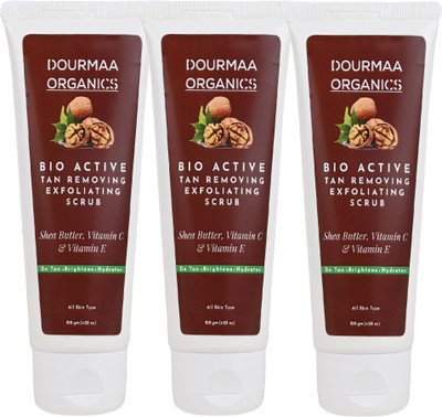 DOURMAA ORGANICS Bio Active Tan Removing & Exfoliating Scrub with Shea Butter & Vitamin C Scrub(300 g)