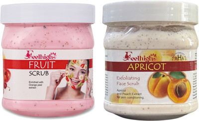 feelhigh Mixfruit scrub -500ml & apricot Scrub -500ml -pack2 Scrub(500 ml)