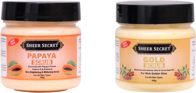 Sheer Secret Papaya Scrub 100gm and Gold Scrub 100gm Scrub(200 ml)