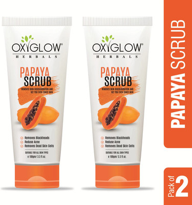 OXYGLOW Papaya Scrub,Remove Blackheads, Moisturize Skin,Reduce Acne, Walnut shell  Scrub(200 g)