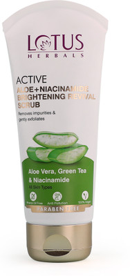 LOTUS HERBALS Active Aloe + Niacinamide Brightening Revival Scrub| Removes Impurities Scrub(100 g)