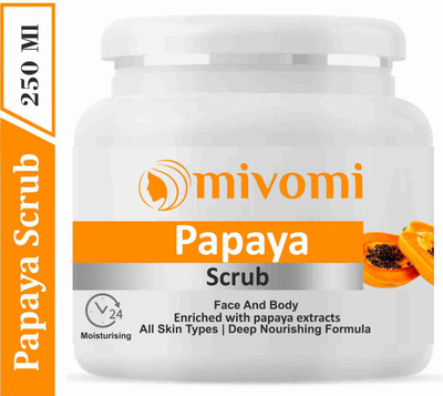 MIVOMI Papaya Face Scrub Enriched With Natural Extracts And Aroma Oil 250 ml Scrub(250 ml)