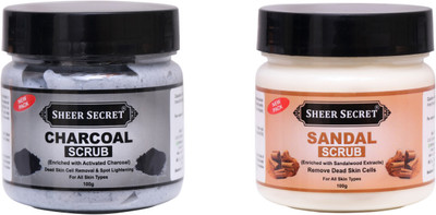 Sheer Secret Charcoal Scrub 100gm and Sandal Scrub 100gm Scrub(200 g)