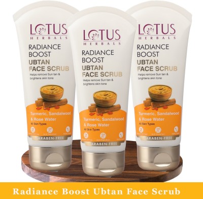 LOTUS HERBALS Radiance Boost Ubtan Face Scrub ( Pack of 3 ) ( 100g * 3 ) Scrub(300 g)