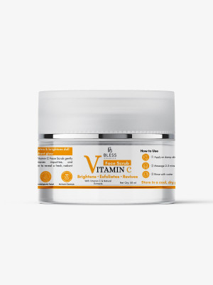 Bless Organics Vitamin C Face Scrub for Bright, Glowing & Even-Toned Skin – 50g Scrub(50 g)