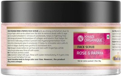 khadi ORGANIQUE Rose & Papaya Face Scrub 50 GM (Pack of 1) Scrub(50 g)