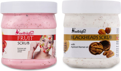 feelhigh fruit scrub -500ml & blackhead scrub with Apricot kernel oil Scrub(500 ml)