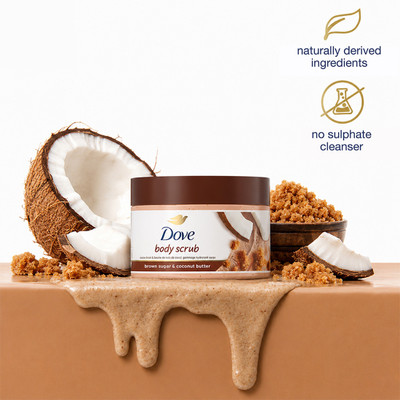 DOVE Exfoliating Body Polish Scrub Brown Sugar & Coconut Butter for Dry Skin, 298g Scrub(298 g)