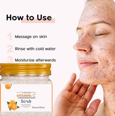 KAIASHA Vitamin C Face Scrub for Glowing Skin, and Walnut For Skin  Scrub(380 ml)