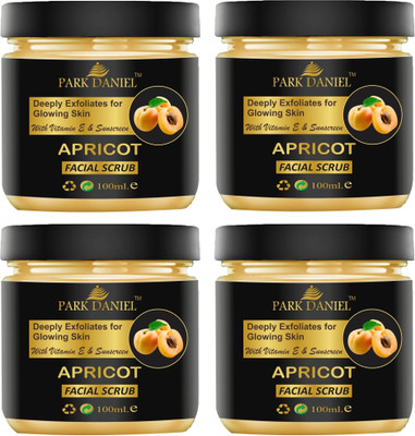 PARK DANIEL Apricot Facial & Body Scrub For De-tan & Moisturising Skin Pack of 4 of 100ML Scrub(400 ml)