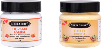 Sheer Secret Detan Scrub 100gm and Gold Scrub 100gm Scrub(200 ml)