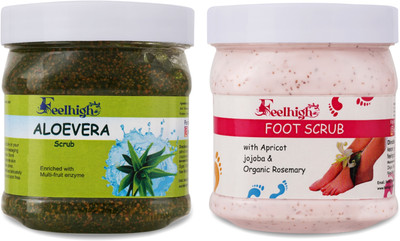 feelhigh Aloevera Scrub enriched with aloe vera extract & Foot Scrub(1000 ml)
