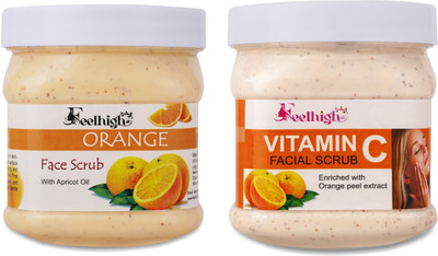 feelhigh Face and Body Orange Scrub and Vitamin C Scrub For Man and Woman -Pack 2 Scrub(1000 ml)