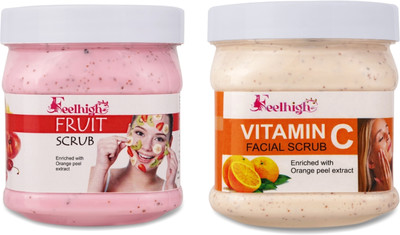 feelhigh Face And Body Fruit Scrub 500ml Deep cleansing And Vitamin C Face Scrub 500ml Scrub(1000 ml)