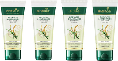 BIOTIQUE Rice Water & Niacinamide Face Scrub - 100ml (Pack of 4) Scrub(400 ml)