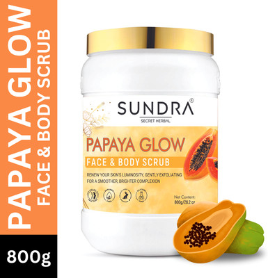 Sundra Secret Herbal Natural & Fresh Papaya Glow Face & Body  Scrub(800 g)