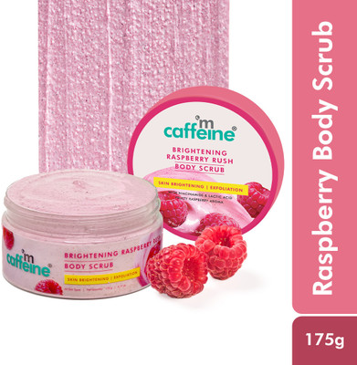 mCaffeine Brightening Raspberry De-Tan Body Scrub | Lactic & Glycolic Scrub(175 g)