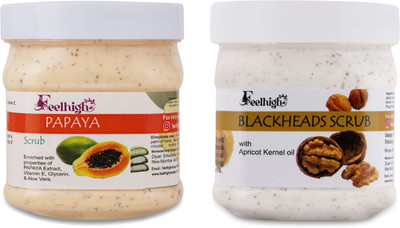 feelhigh Papaya scrub & Blackhead Scrub with apricot oil -Skin care products Scrub(500 ml)