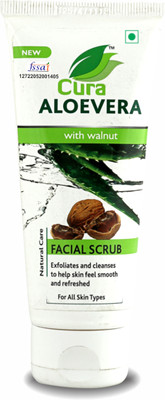 Cura Aloe Vera with Walnut Scrub | Exfoliating Face Scrub for Glowing Skin Scrub(100 g)