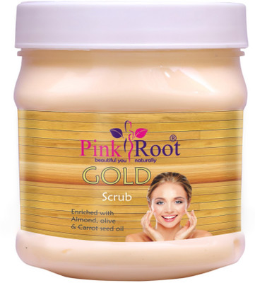 PINKROOT Gold Scrub Enriched with Almond, Olive & Carrot Seed Oil Scrub(500 ml)