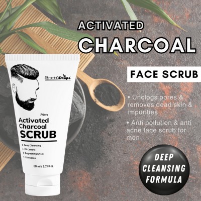 smartdrops Charcoal Face Scrub Men For Dark Spots & Oily Skin Face  Scrub(60 ml)