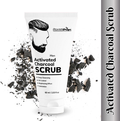 smartdrops Charcoal Face Scrub with Black Sand, Exfoliates skins & Removes Black Heads Scrub(60 ml)