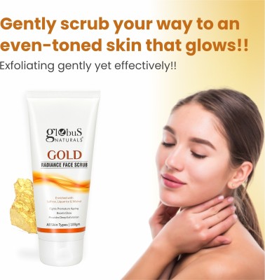 Globus Naturals Gold Radiance Anti Ageing & Brightening Face Scrub All Skin Types, 100 gms Scrub(100 g)