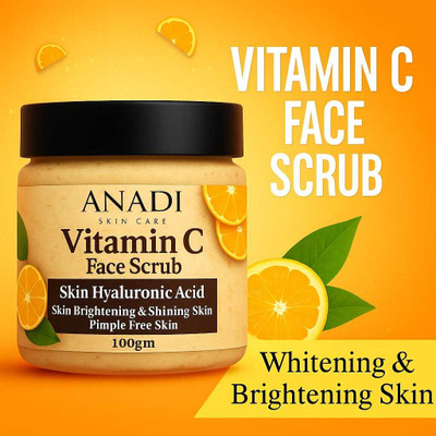 ANADI Vitamin C Face Scrub with Hyaluronic Acid | Glow & Pimple-Free Skin – 100g Scrub(100 g)