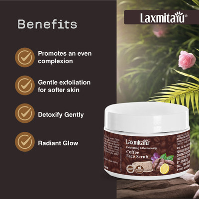 Laxmitaru Coffee Face Scrub For Exfoliating & De-tanning | 50 g x Pack of 2 Scrub(100 g)