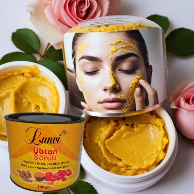 Lunvi Ubtan Face Scrub| Turmeric, Sandalwood and Rose Water | Glowing & Shine Skin Scrub(100 g)