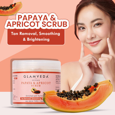 GLAMVEDA Papaya & Apricot Face Scrub Enriched with Vitamin C For Tan Removal & Smoothing Scrub(100 g)