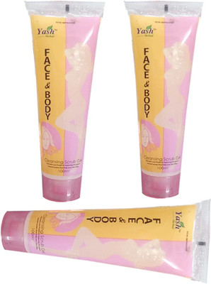 Yash Herbal NEW IMPROVED Face & Body Celansing Scrub Gel (Pack of 3, 100ml each) Scrub(300 ml)