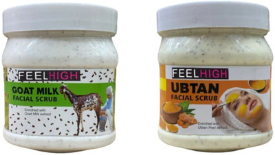 feelhigh Face and Body Goat Milk Scrub 500ml And Ubtan Scrub 500ml Scrub(1000 ml)