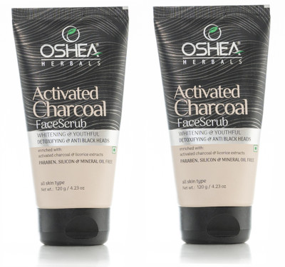 OSHEA Activated Charcoal Face Scrub | 120 g (pack of 2) Scrub(120 g)