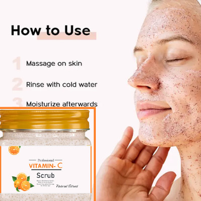 PERLENTE Vitamin C Facial Scrub for Brightening Exfoliation and Deep Cleansing Scrub(380 ml)