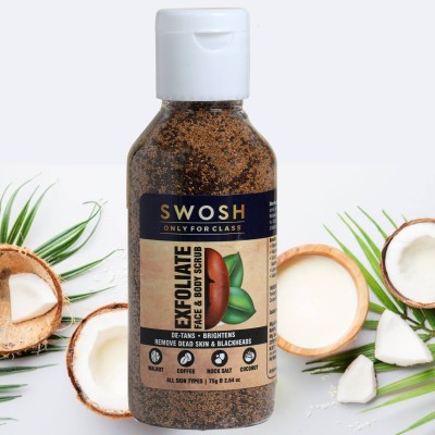 SWOSH Gentle Skin Exfoliating Coffee Face Scrub for Moisturizing Dull & Dry Skin  Scrub(75 g)