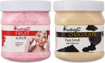 feelhigh Mix Fruit Scrub & Chocolate with olive oil Scrub - pack2 Scrub(500 ml)
