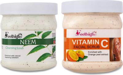 feelhigh Face and Body Neem Scrub and Vitamin C Scrub For Man and Woman -Pack 2 Scrub(1000 ml)